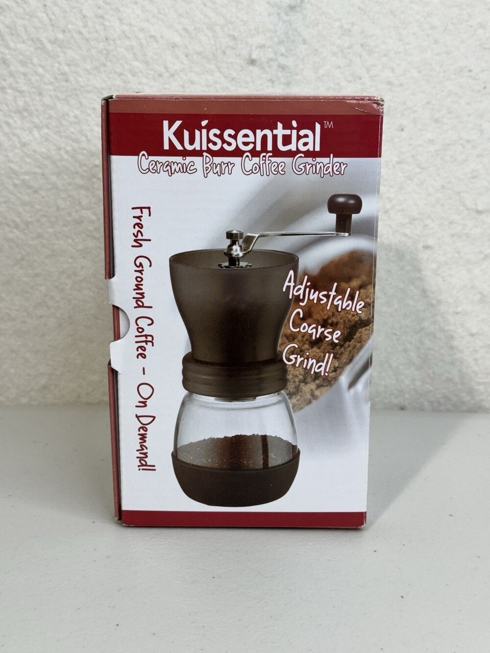 Kuissential Ceramic Burr Coffee Grinder Adjustable Coarse Grind Fresh Milled EUC